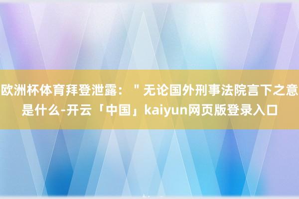 欧洲杯体育拜登泄露：＂无论国外刑事法院言下之意是什么-开云「中国」kaiyun网页版登录入口
