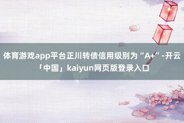 体育游戏app平台正川转债信用级别为“A+”-开云「中国」kaiyun网页版登录入口