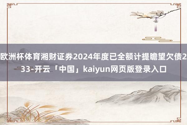 欧洲杯体育湘财证券2024年度已全额计提瞻望欠债233-开云「中国」kaiyun网页版登录入口