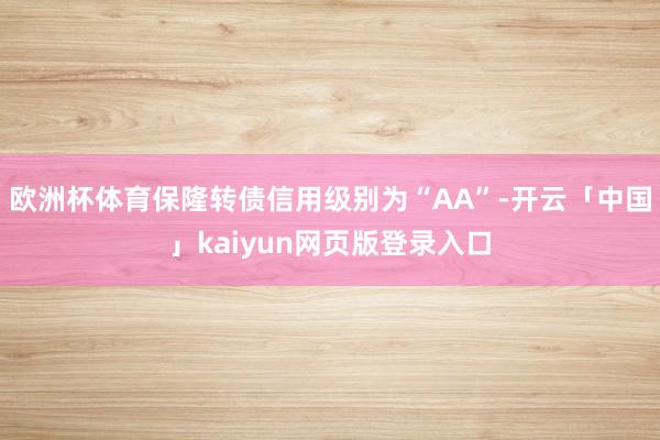 欧洲杯体育保隆转债信用级别为“AA”-开云「中国」kaiyun网页版登录入口